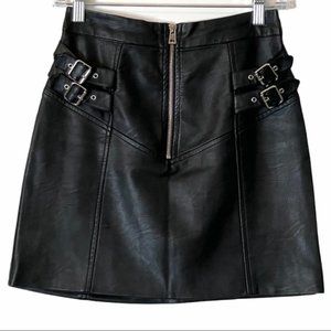 Topshop Vegan Leather Moto Buckle Mini Skirt Size 0